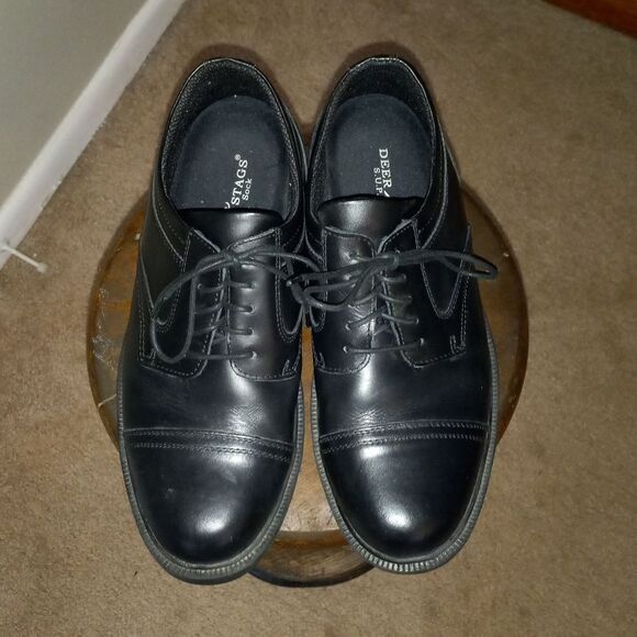 MEN'S BLACK LEATHER DEER STAGS LACE UP SHOES, SIZE 10.5 MEDIUM WIDTH - Picture 2 of 9